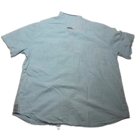 PD&C Men’s Short Sleeve Button Up Two Pocket Cotton Shirt Blue Size Large - Picture 2 of 5